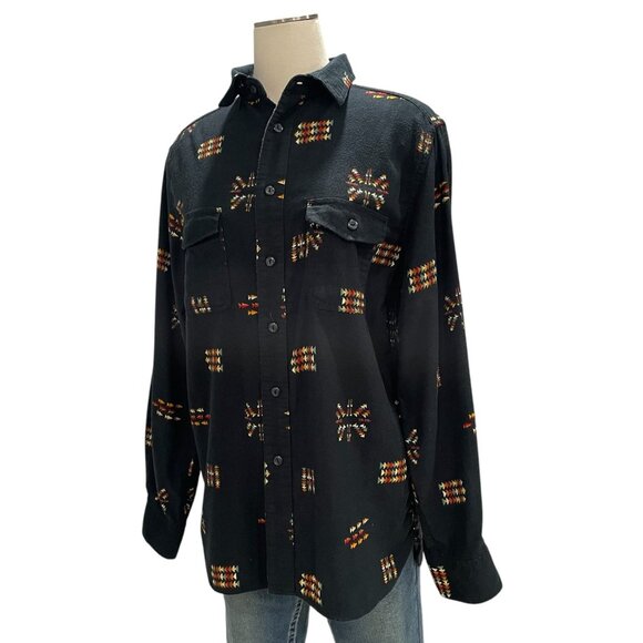 Mossimo Supply Co Black Aztec Print Button Down Shirt Casual Western Boho Music - Picture 8 of 10